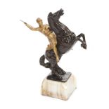 FRANZ SAUTNER (GERMAN, 19TH-20TH CENTURY) Patinated bronze sculpture of Artemis on horseback, signed