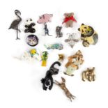 RINGO STARR & BARBARA BACH ANIMAL PINS A group of seventeen pins featuring panda bears, dog, walrus,
