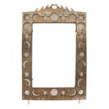 MOON AND STARS CUTOUT FRAME A painted metal frame with stencil cutouts.74 by 51 1/2 inches