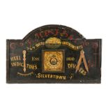 ANTIQUE ADVERTISING SIGN A painted wooden advertising sign for E. Jones' ships instruments.29 by