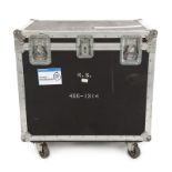 RINGO STARR ROAD CASES A custom road case on casters, faded red with stencils reading "R.S. 466-