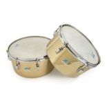 RINGO STARR LUDWIG TIMBALE DRUMS A pair of Ludwig brass shell timbale drums owned by Starr. The