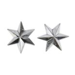 RINGO STARR WALL MOUNT STARS A pair of chromed metal six pointed stars with threaded receptacle on