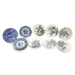 ASSORTED TRANSFERWARE POTTERY A set of six British and six French transferware plates, together with