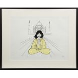 AL HIRSCHFELD (AMERICAN, 1903-2003) Limited edition lithograph of George Harrison on Japanese rice