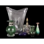JOAN COLLINS GROUP OF GLASS ITEMS Including a modern Daum vase, a signed green glass vase with