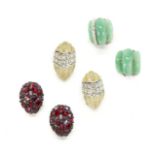 JOAN COLLINS KENNETH JAY LANE EARRINGS A group of three pairs of vintage Kenneth Jay Lane earrings