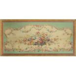 FRENCH SCHOOL, 19TH CENTURY A handpainted floral cartouche against a turquoise ground, oil on