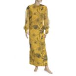 DAME AGATHA CHRISTIE OWNED DRESS An Agatha Christie owned dress. The yellow floor-length dress has a