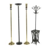 JOAN COLLINS THREE GOLD AND BLACK TORCHIERE FLOOR LAMPS A pair of gold torchieres with black