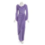 JOAN COLLINS MARK ZUNINO GOWN A slender-fitting lavender Mark Zunino jersey gown worn by Joan