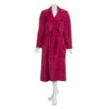 JOAN COLLINS "SINS" VALENTINO WARDROBE A silk magenta quilted coat and wool skirt worn by Joan