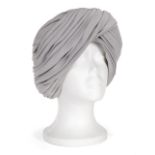 JOAN COLLINS DYNASTY: THE REUNION" TURBAN A custom-made grey jersey turban worn by Joan Collins in