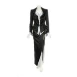 JOAN COLLINS OZZIE PATRICK STEEL COUTURE ENSEMBLE A two-piece black and silver satin Patrick Steel