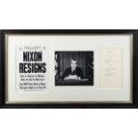 RICHARD NIXON SOUVENIR RESIGNATION LETTER A Richard Nixon signed souvenir presentation