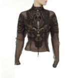 JOAN COLLINS VERSACE COUTURE EMBELLISHED BODICE An embellished black silk chiffon Victorian inspired