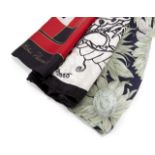 JOAN COLLINS SILK SCARVES A group of three silk scarves of varying sizes owned by Joan Collins: a