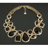 JOAN COLLINS WORN NEWBRIDGE SILVERWARE NECKLACE A chunky faceted black resin necklace on gold tone