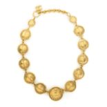 JOAN COLLINS CHANEL NECKLACE A gilt Chanel necklace owned by Joan Collins. The necklace has raised