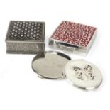 JOAN COLLINS GROUP OF MODERN COMPACTS Three modern compacts, including one engraved "When Life Gives