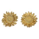 JOAN COLLINS 18KT ASPREY SUNFLOWER EARRINGS A pair of 18 Karat gold sunflower Asprey of London