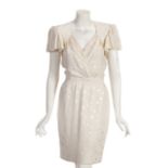 JOAN COLLINS "DYNASTY" ERA DRESS A custom-made ivory dress circa 1980s owned by Joan Collins. The