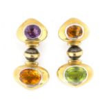 JOAN COLLINS PAIR OF GEMSTONE EAR PENDANTS, DESIGNED IN 18K GOLD, BY VASARI A pair of 18K white