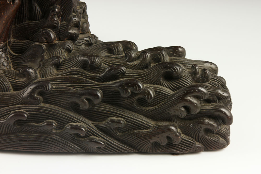 Chinese Charger Stand Charger stand, China, zitan wood, intricately carved with waves, clouds and - Image 4 of 13