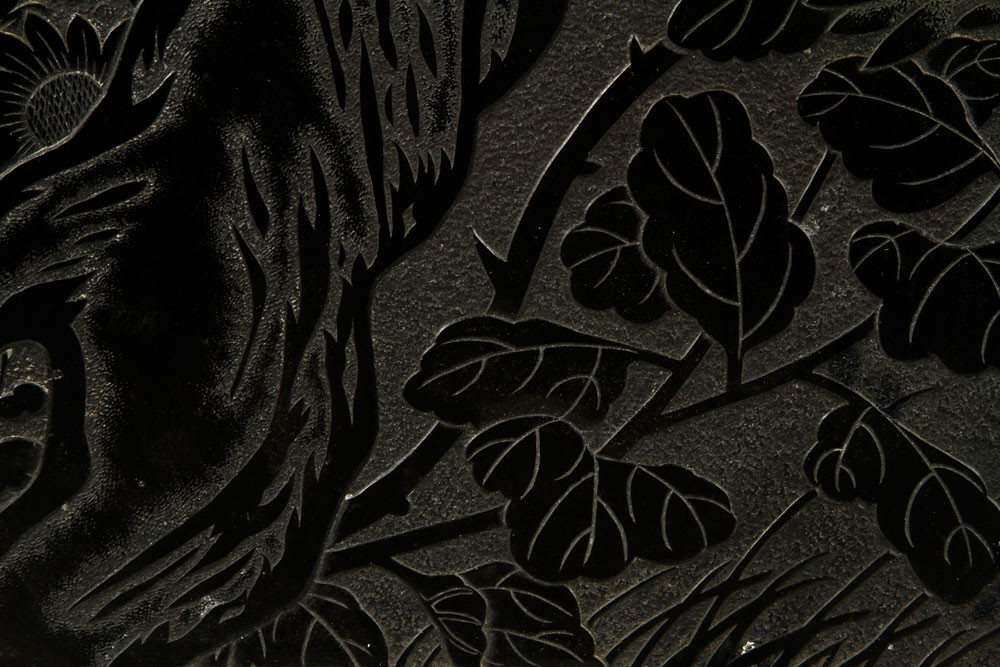 19th C. Chinese Stone Panel Antique carved panel, China, 19th century, carved black schist stone, in - Image 6 of 9