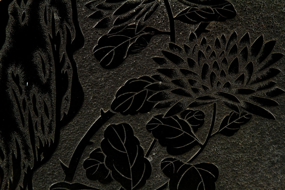 19th C. Chinese Stone Panel Antique carved panel, China, 19th century, carved black schist stone, in - Image 5 of 9