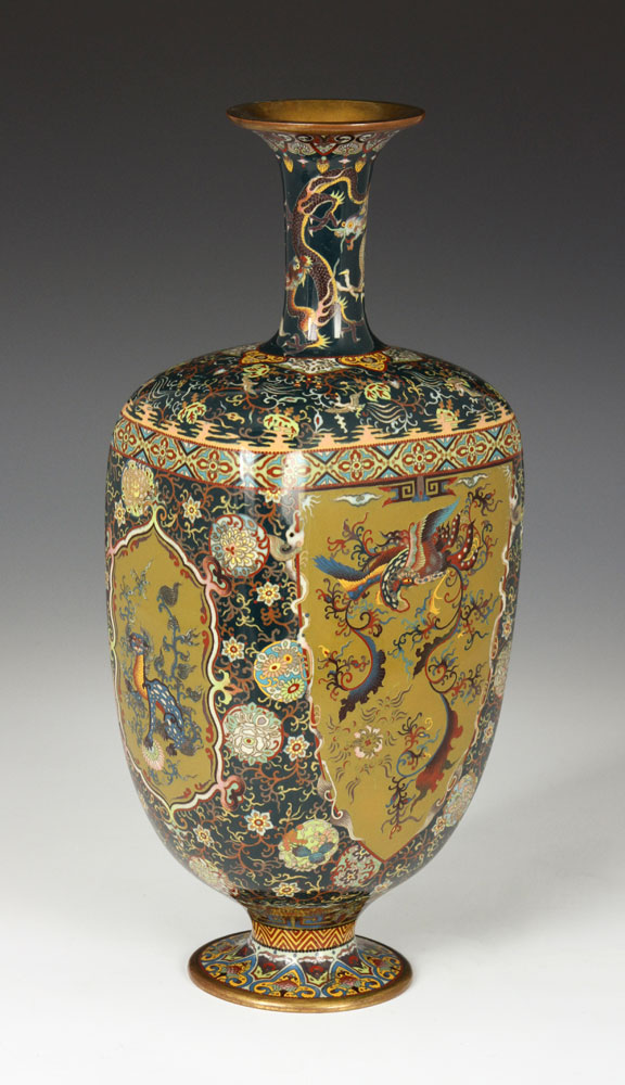 19th C. Japanese Cloissone Vase Vase, Japan, Meiji Period, 19th century, cloisonné over brass, - Image 11 of 11