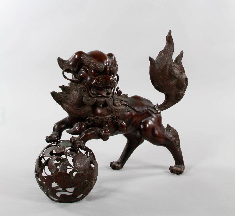 19th C. Japanese Foo Dog Foo dog figure, Japan, 19th century, bronze, comprised of four individual - Image 4 of 5