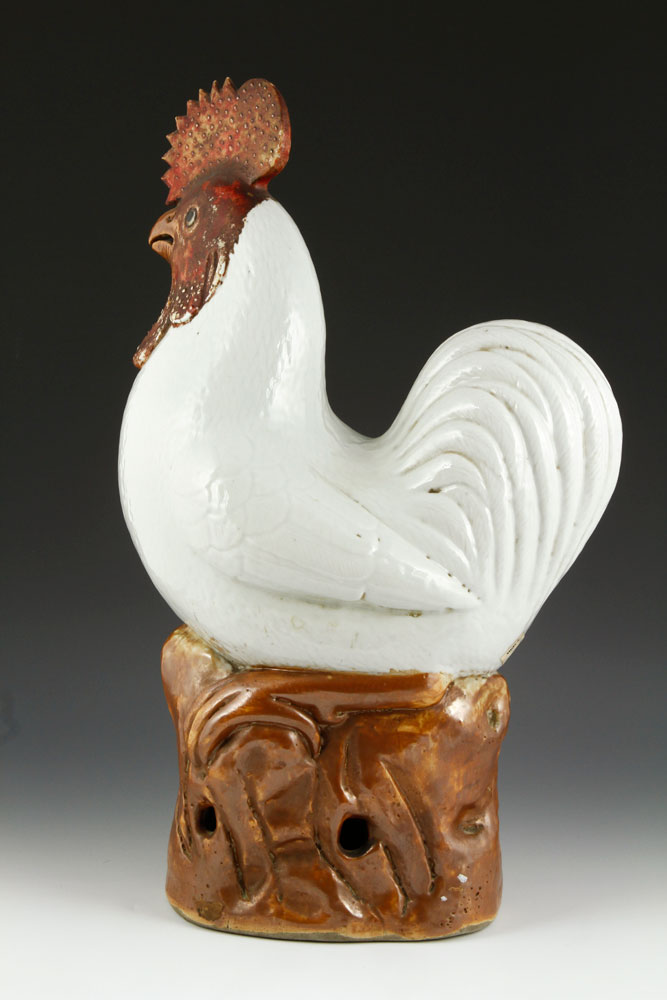 18th C. Chinese Rooster Figure of a rooster, China, 18th century, ceramic, 18 1/4" h x 11 1/2" w x 7 - Image 4 of 6