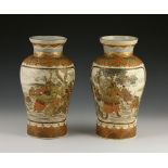 19th C. Pair of Satsuma Vases Pair of Satsuma vases, Japan, earthenware, decorated with figures of