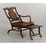 19th C. Chinese Chaise Chaise with sliding foot stool, China, 19th century, rosewood, with mother of