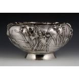 Japanese Silver Bowl Footed bowl, Japan, silver, marked on base, double walled, decorated with