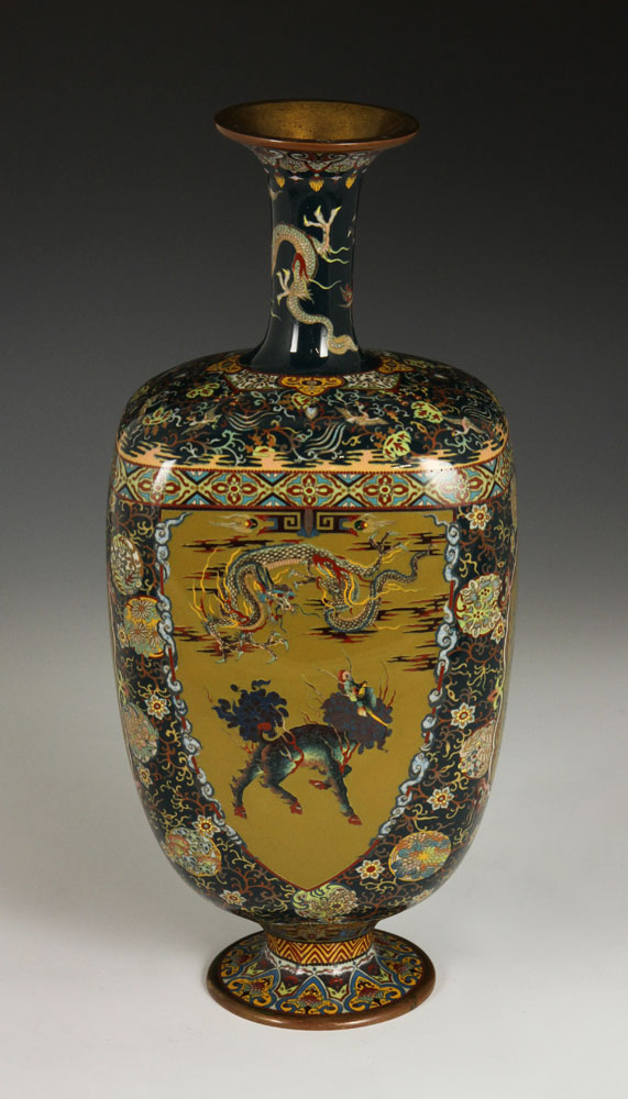 19th C. Japanese Cloissone Vase Vase, Japan, Meiji Period, 19th century, cloisonné over brass, - Image 2 of 11