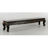 19th C. Chinese Temple Bench Long temple bench, China, circa 1860, cha wood, carved and painted,
