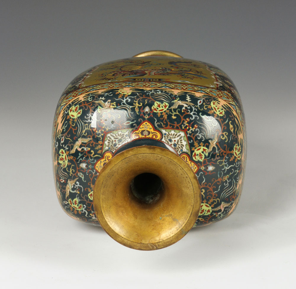 19th C. Japanese Cloissone Vase Vase, Japan, Meiji Period, 19th century, cloisonné over brass, - Image 10 of 11