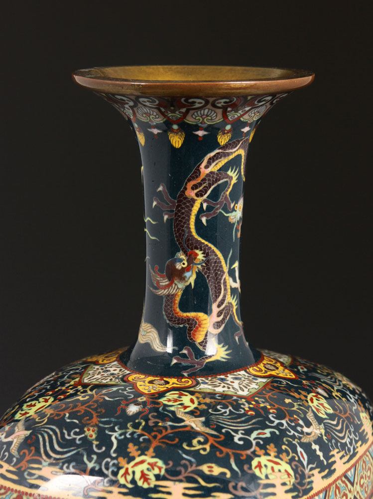 19th C. Japanese Cloissone Vase Vase, Japan, Meiji Period, 19th century, cloisonné over brass, - Image 8 of 11