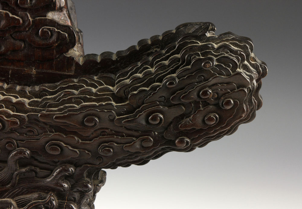 Chinese Charger Stand Charger stand, China, zitan wood, intricately carved with waves, clouds and - Image 5 of 13