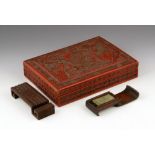 18th C. Chinese Scholar's Box and Brush Stand Scholar's box, China, 18th century, red lacquer over