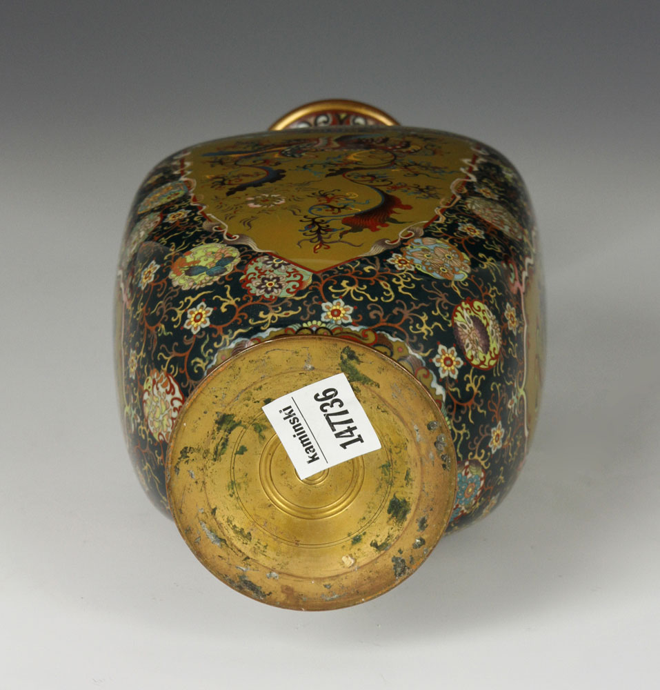 19th C. Japanese Cloissone Vase Vase, Japan, Meiji Period, 19th century, cloisonné over brass, - Image 9 of 11