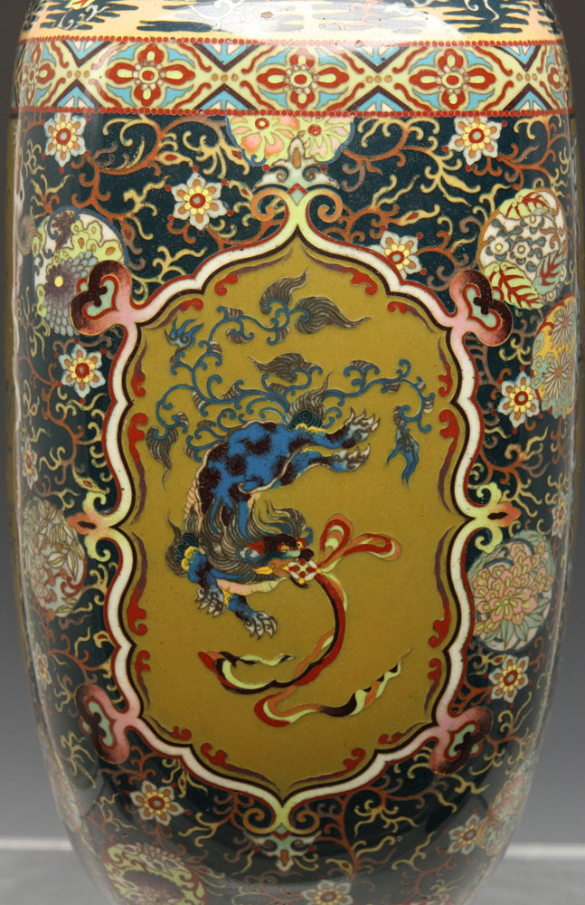 19th C. Japanese Cloissone Vase Vase, Japan, Meiji Period, 19th century, cloisonné over brass, - Image 6 of 11