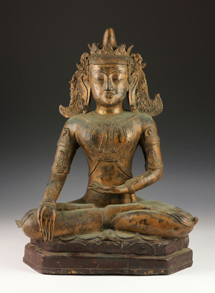 18th C. Cambodian Buddha Seated figure of the Buddha, Cambodia, 18th century, bronze, 21 1/2" h x