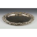 Japanese Silver Tray Luncheon tray, Japan, silver, double walled, marked on bottom, decorated with