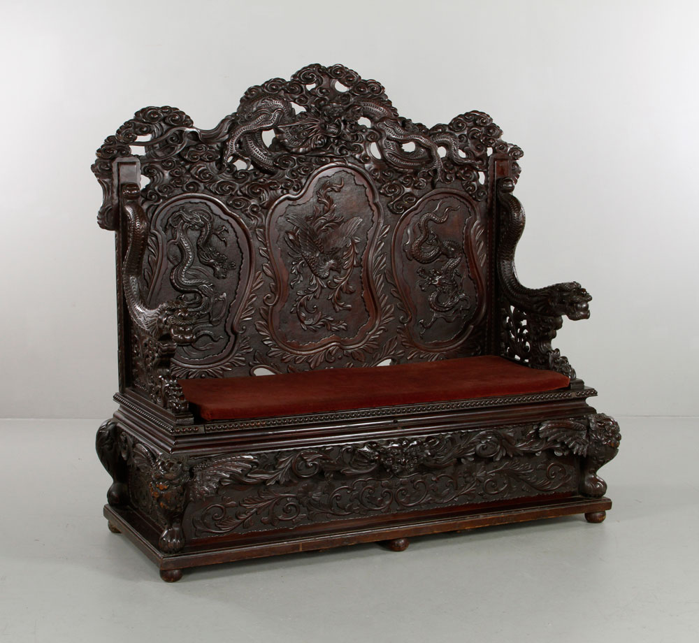 19th C. Japanese Bench Bench, Japan, 19th century, keyaki wood, with lift top seat and storage