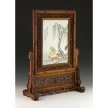 Chinese Porcelain Plaque Plaque, China, porcelain, depicting a fisherman, signed Wang Qi, in