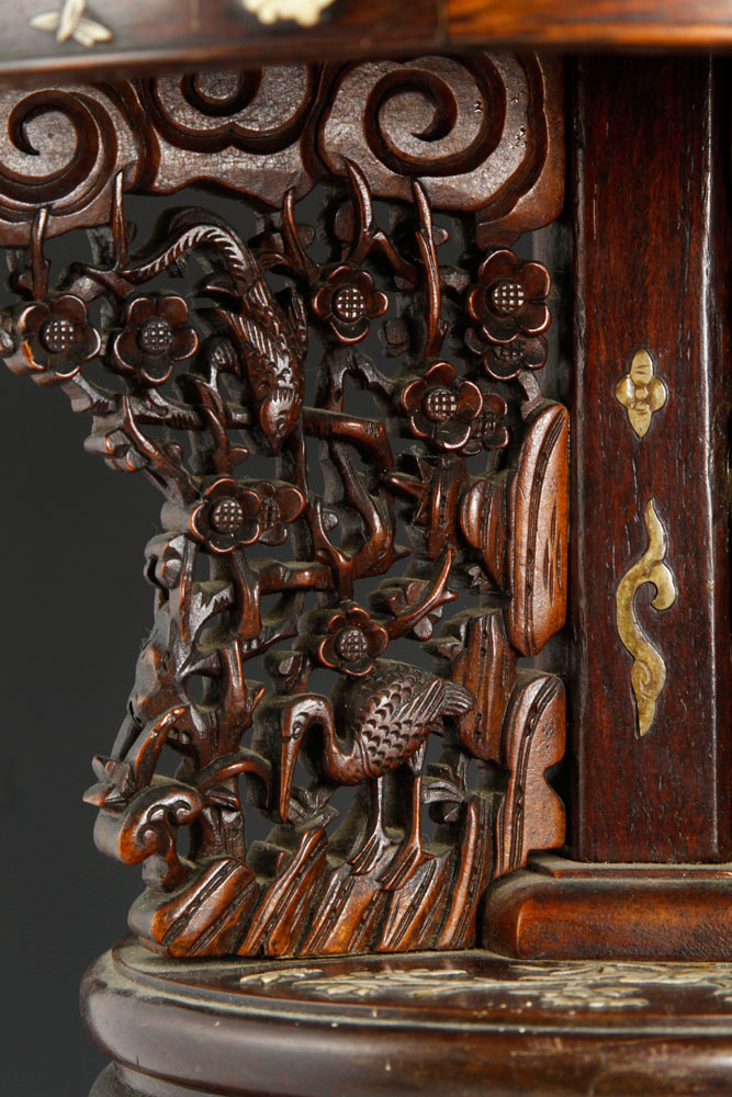 19th C. Chinese Miniature Table Miniature table, China, late 19th century, rosewood, with inlaid - Image 8 of 10