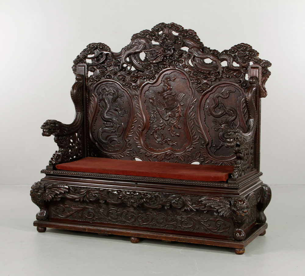 19th C. Japanese Bench Bench, Japan, 19th century, keyaki wood, with lift top seat and storage - Image 14 of 15